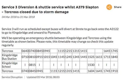 Shuttle bus will be operating while Slapton Line is closed