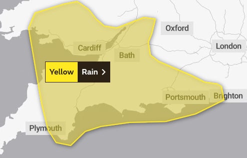 The area covered by the Met Office's latest Yellow Warning.
December 30, 2022