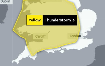 A Yellow Warning of stormy weather for Sunday has been issued by the Met Office.
Picture: Met Office (9-6-23)