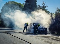 Car blaze on the A38