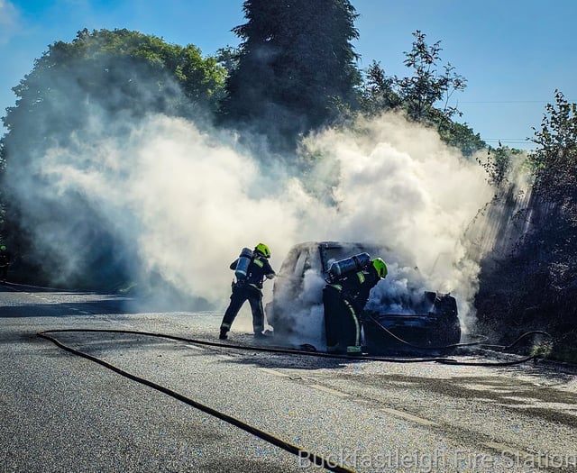 Car blaze on the A38