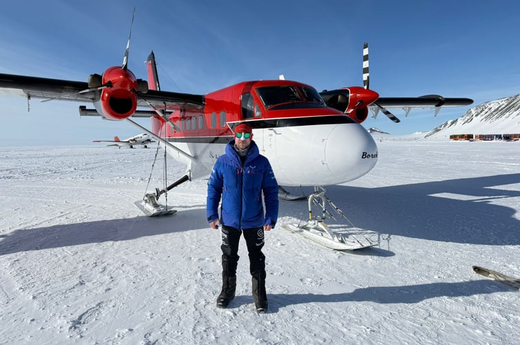 Jonny Huntington in Antarctica, shortly after arriving by plane