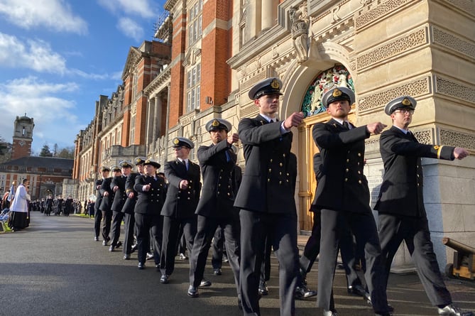 Some of the cadets on parade, shortly before they officially became the Navy's newest officers