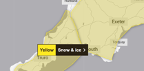 Yellow warning issued for snow and ice across Devon