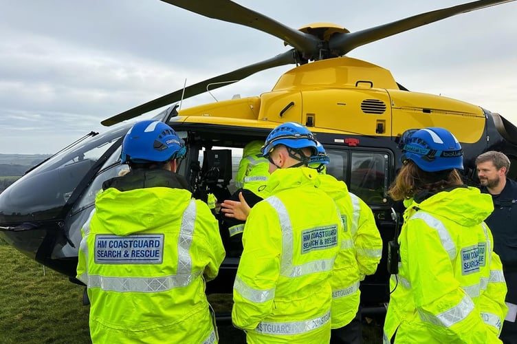 Boarding the helicopter