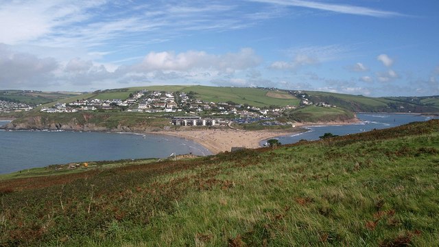 Tombolo beach and Bigbury-on-Sea from Burgh Island - Derek Harper