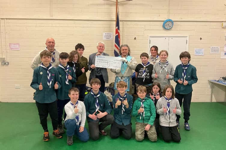 From left: Lee Newins, Jeremy Wilks, Lee Freeley and Amy Clayton Kingsbridge 6th Scouts photograph by Scout Leader Stuart Jones